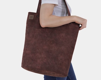 Shopper bag • chestnut, brown red tote bag • vegan handbag • tote bag with zipper