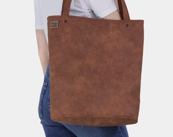 Bolso de cuero vegano - bolso de comprador, bolso de mercado, bolso de mano grande, moda de otoño