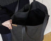 Large tote bag- vegan work bag Gift for sister Grey tote bag