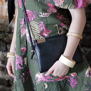 Nodo bag S Pochette en cuir végétalien noir sac à main en similicuir sac à main poche zippée mariage demoiselle d'honneur de mariage cadeau de soirée nuptiale