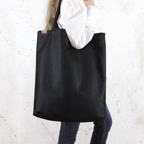 Large handbag - black tote bag | College student gift | Library bag, college bag