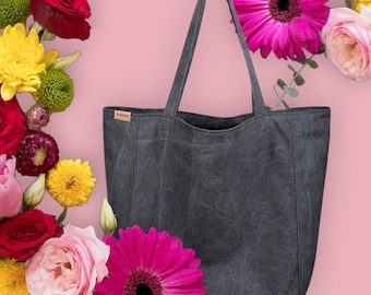 Bolso de lona negro, para uso diario, grande, vegano