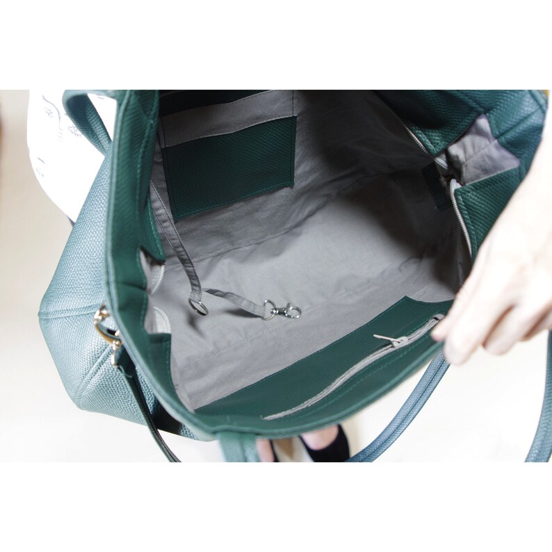 Green Bag Work Tote Bag Vegan Leather Bag Green Etsy