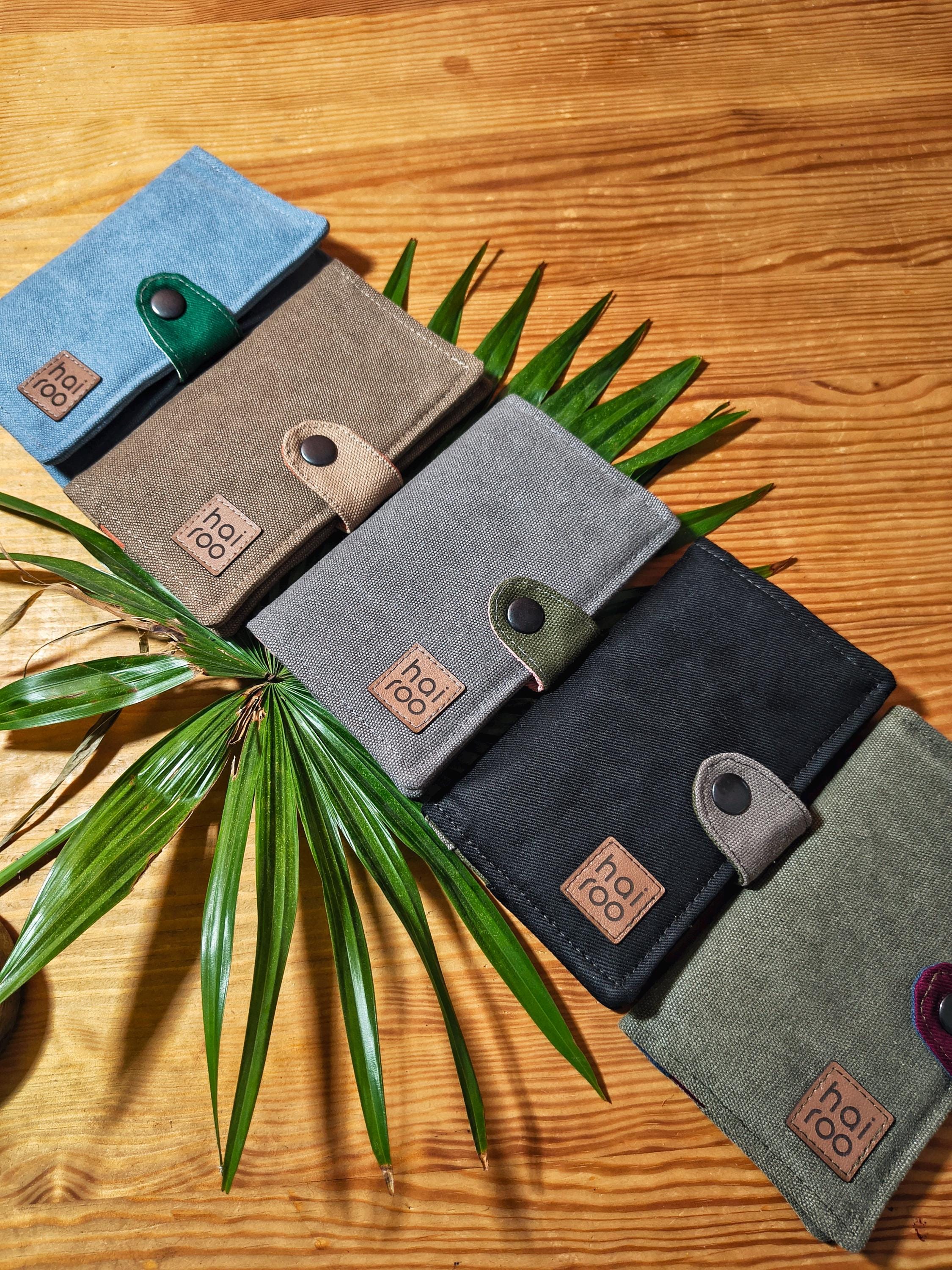 Upcycled Green Canvas Denim Wallet, Handmade Vegan Minimalist Zip Pouch ...
