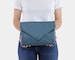 Clutch bag envelope light blue vegan leather bag faux leather purse handbag strap pocket zipped wedding bridesmaid bridal evening gift 