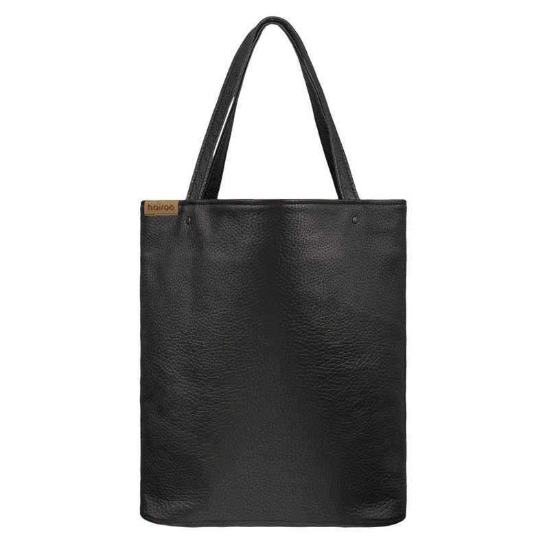 Large black tote bag, vegan leather shopper, everyday handbag, women purse, gift for her image 2