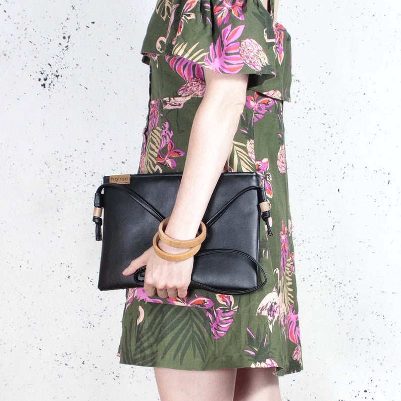 Black Coach Purse Vegan Crossbody Bag Wife Gift Etsy