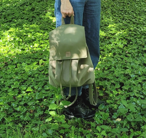 Green top velvet backpack