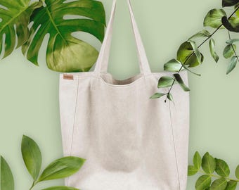 Bolso de hombro grande de lona, bolso de mercado unisex de algodón beige, bolso de uso diario.