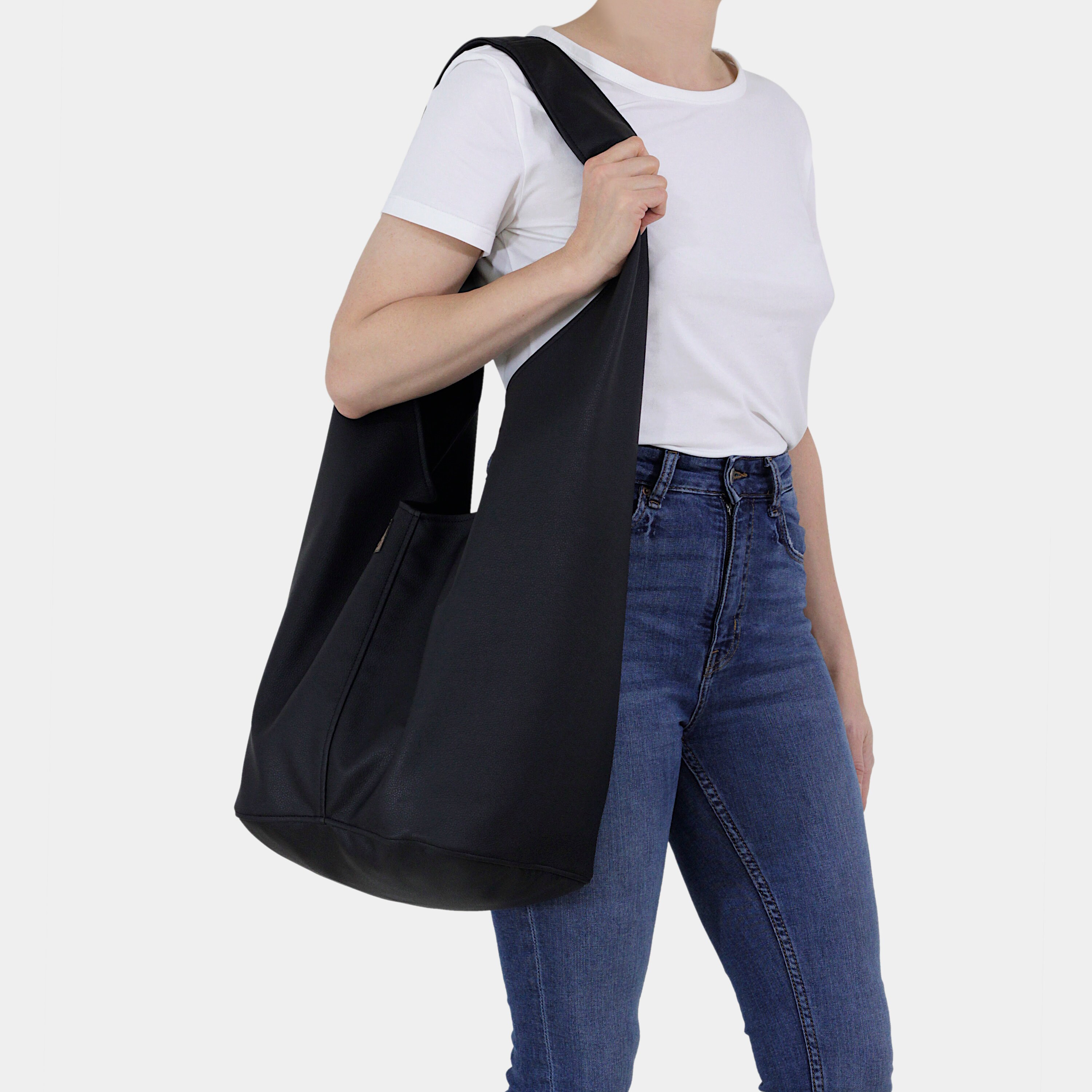 Gabrielle Denim and Smooth Calf Leather Medium Hobo Bag – Poshbag