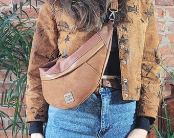 Rusty Fanny pack, borsa a tracolla in pelle scamosciata ecologica impermeabile, borsa per gnocchi in ecopelle, stile vintage, borsa vegana, borsa in vita, alta qualità, marsupio