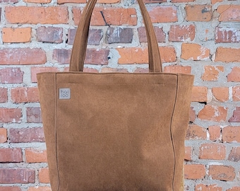 Bolso tote vegano de nobuk, bolso de hombro impermeable marrón rojizo, bolso de mano para la ciudad.