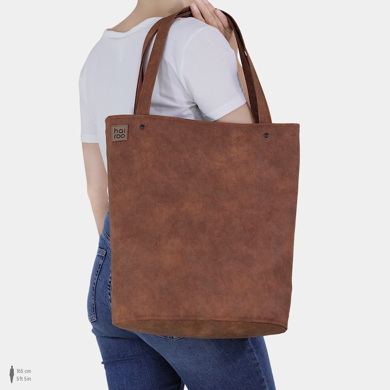 Vegan leather tote bag shopper bag, market bag, big tote bag, fall fashion image 1