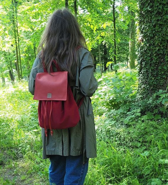 Red Velvet Backpack Handcrafted Backpack Rucksack With Lining Water Repellent City Backpack Gift for Girl Etsy