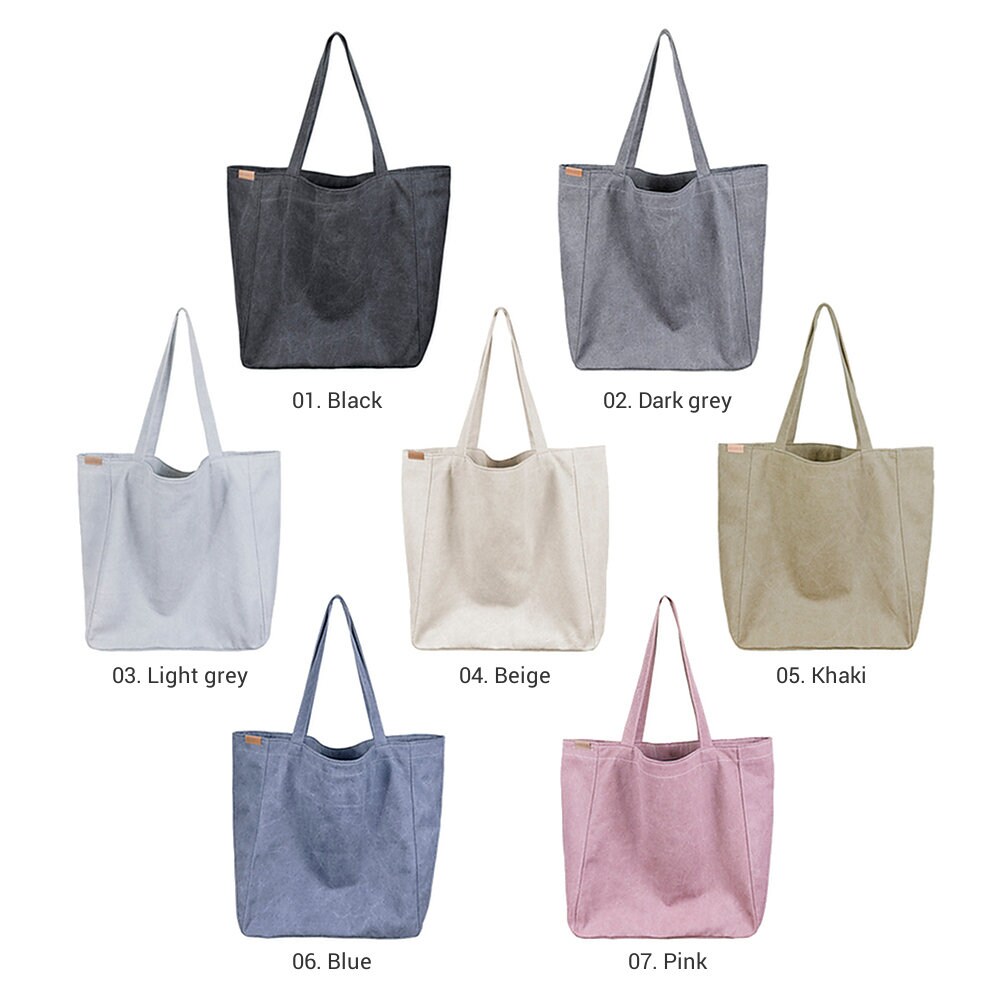 Zip Top Canvas Tote Bag, Simple Unisex Bag, Market Tote Bag