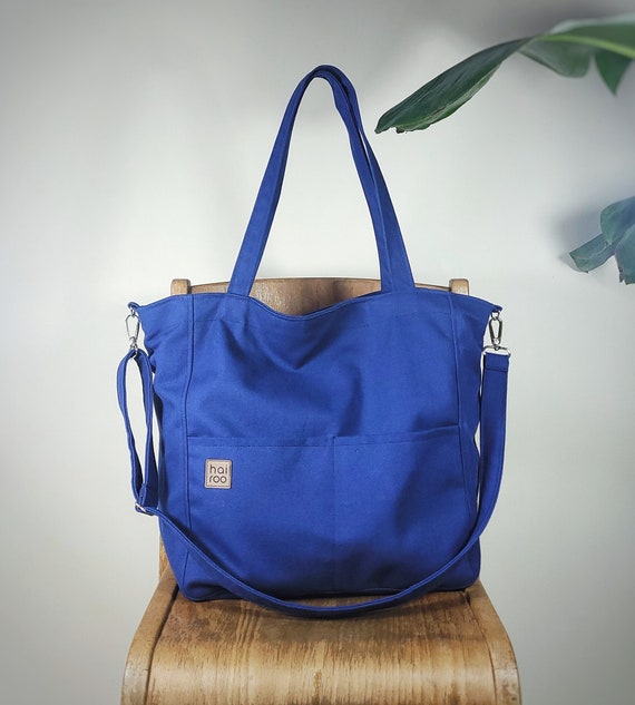 [ KEDS ]★Every blue LETTERING ECO BAG Cornflower Blue Canvas Handbag With Pocket, Oversized Tote