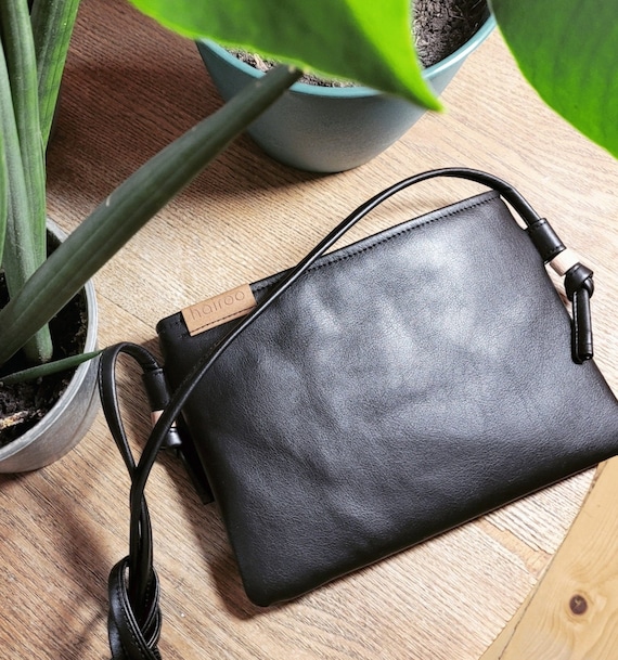 Mini Black Clutch Bag Small Vegan Leather Bag Party Purse 