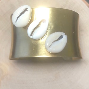 Cowrie Shell Bracelet, Cowrie Shell Cuff, Cowrie Shell Brass Bracelet, Cowrie Shell Brass Cuff,