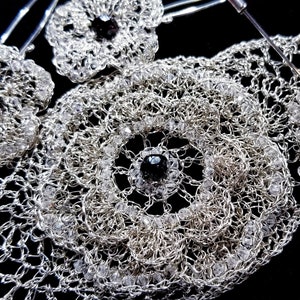 Silber gefüllt Draht häkeln Blume breites Armband