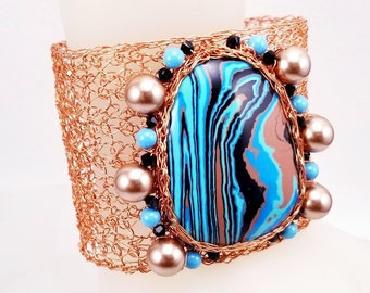Wire Crochet wide Cuff Bracelet Cuff