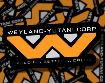 Weyland-Yutani Corp. Logo Sticker | Alien Movies | Weyland Corporation | Movie Stickers | Yutani Corporation | Pop Culture Stickers (Orange)