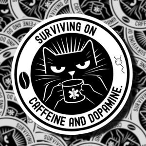 Survivre à la caféine et à la dopamine.  | Autocollant premier intervenant | Infirmières | ambulanciers | Cadeaux pour ambulanciers paramédicaux | Infirmière des urgences | Autocollants EMS | WYE911