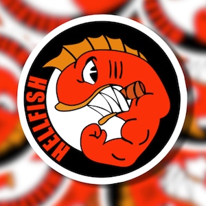 Hellfisch Sticker | Nostalgische Sticker | Die Gibsons Aufkleber | Retro 90er Jahre | 80er Jahre Babys | Popkultur | Klassische Jahreszeiten