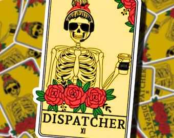 Dispatcher Tarot Card | 911 Dispatcher Stickers | Tarot Sticker | 911 Dispatcher Gifts | First Responders | Telecommunications Week Gifts