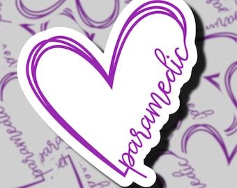 Corazón de paramédico (morado) / Pegatina de paramédico / Pegatina de primeros auxilios / / Pegatinas de corazón de EMT / Regalo de primeros auxilios / Regalo de EMS