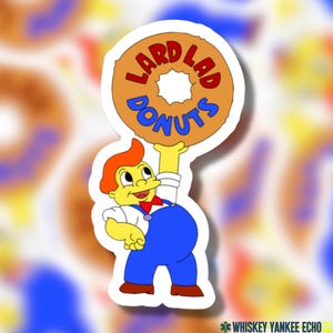 Lard Lads Donuts Aufkleber | Nostalgische Sticker | Die Simpsons | Retro 90er Jahre | Die klassischen Jahreszeiten Angriff der 50-Fuß-Sehnsucht