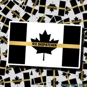 911 Dispatcher Canadian Flag (Black) | 911 Dispatcher Sticker | Dispatcher Gifts | EMS Stickers | Telecommunications Week Gifts