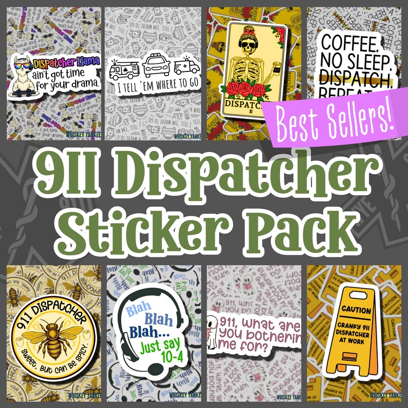 911 Dispatcher Sticker Pack | 911 Dispatcher Gifts | Dispatcher Sticker ...