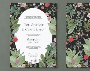 Victorian Botanical Floral Illustration Wedding Invites /// Multiple Colors /// Editable PDFs /// DIY Wedding Invites