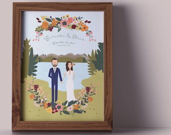 Last Minute Wedding Gift - Printable Couples Portrait or Invites // Wedding Guest Book // Romantic Theme Suite
