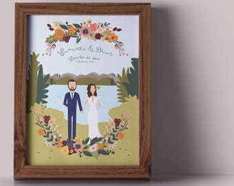 Last Minute Wedding Gift - Printable Couples Portrait or Invites // Wedding Guest Book // Romantic Theme Suite
