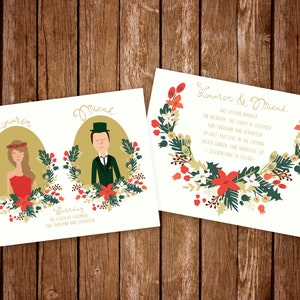 Christmas Forest Celebration Wedding Invitation Suite // Couples Portrait // Printable Wedding Invites // DIY Wedding Invites image 4