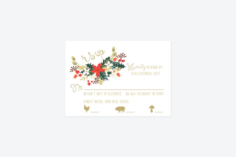 Christmas Forest Celebration Wedding Invitation Suite // Couples Portrait // Printable Wedding Invites // DIY Wedding Invites image 3