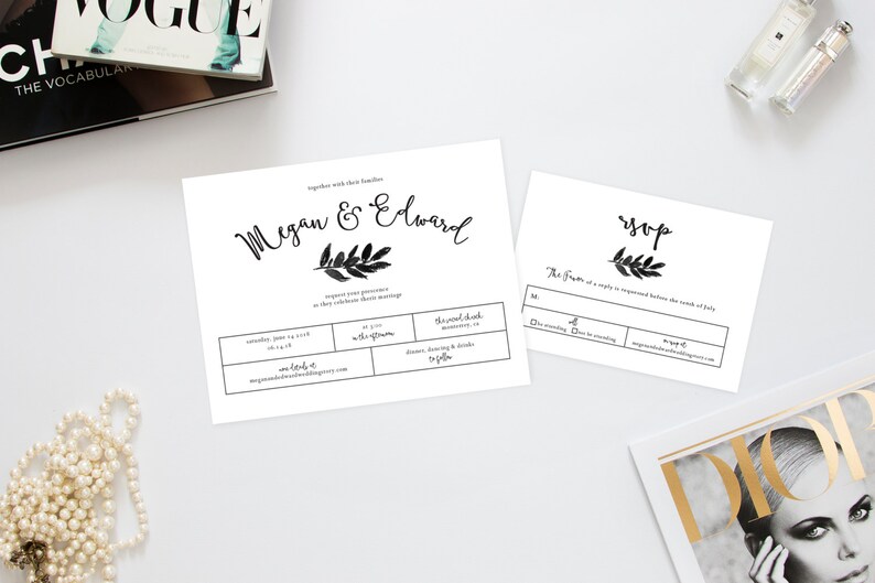 Typist Wedding Invitation Suite Printable Wedding Invitations DIY Wedding Invitations