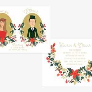 Christmas Forest Celebration Wedding Invitation Suite // Couples Portrait // Printable Wedding Invites // DIY Wedding Invites image 2