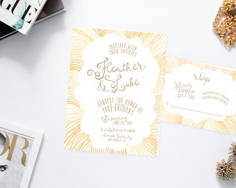 Golden Starburst Wedding Invitation Suite /// Printable Wedding Invitations /// DIY Wedding Invitations