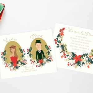 Christmas Forest Celebration Wedding Invitation Suite // Couples Portrait // Printable Wedding Invites // DIY Wedding Invites image 1