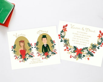 Christmas Forest Celebration Wedding Invitation Suite // Couples Portrait // Printable Wedding Invites // DIY Wedding Invites