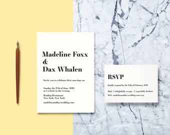 Typist Modern Wedding Invitation Suite// Modern and Contemporary Wedding Invitation Suite // Printable Wedding Invites