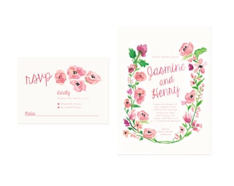 Simple Blossoms Painted Wedding Invitations