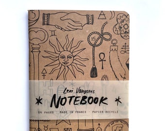 Recycled Paper Notebook - Alchemical Symbols - Kraft Paper Book of Shadows, Bullet Journal, Sketchbook