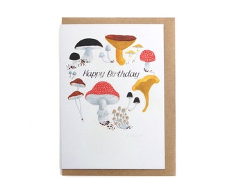 Happy Birthday Mushrooms - Recycled Greeting Card