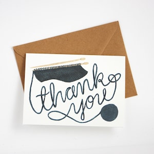 Knitting Thank You Greeting Card Ball of Yarn Recycled Paper image 1