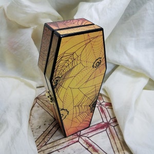 Hinged Coffin Keepsake Box: Gothic Spiderweb Trinket Stash