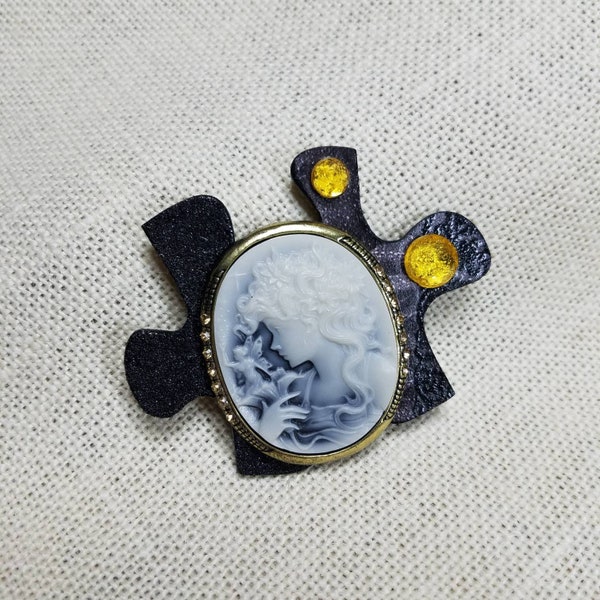 Steampunk Victorian Gothic Renaissance Dickens Cosplay Accessories Costume Jewelry Brooch Jigsaw Puzzle Piece Pin Fairy Faery Fae Cameo