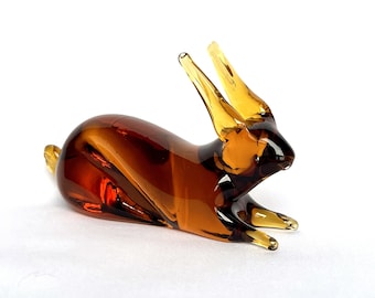 Vintage Kanawha Glass Bunny - Amber Glass Rabbit Figurine